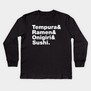 Japanese Foods (Tempura & Ramen & Onigiri & Sushi.) Kids Long Sleeve T-Shirt
